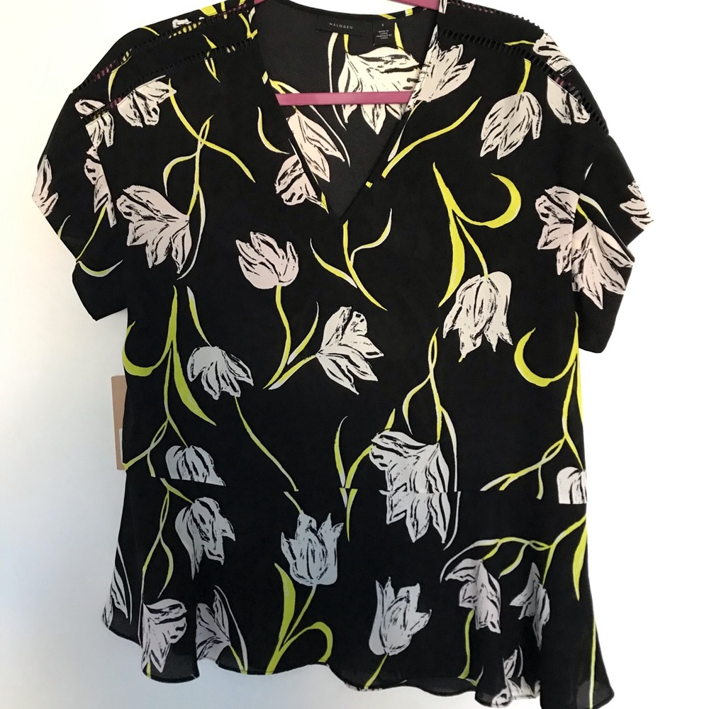Halogen Black and White Floral Blouse